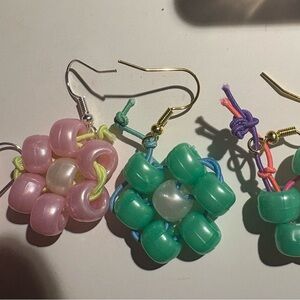 Colorful Beaded Flower Earrings for Kids